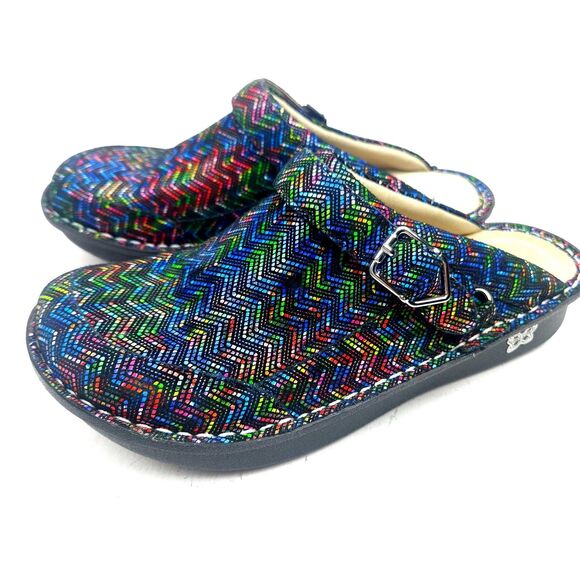 Alegria Women's Clog Seville Ric Rack Rainbow Suede Leather Comfort Mule 10.5-11 - Picture 3 of 9